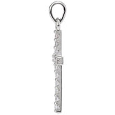 14K White 1/8 CTW Natural Diamond Cross Pendant